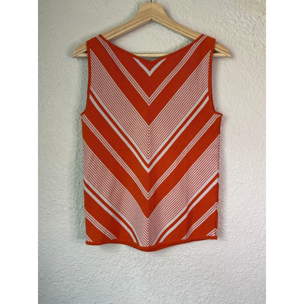 Ellen Tracy Orange White‎ Striped Sleeveless Top Women's Size S - Picture 2 of 3
